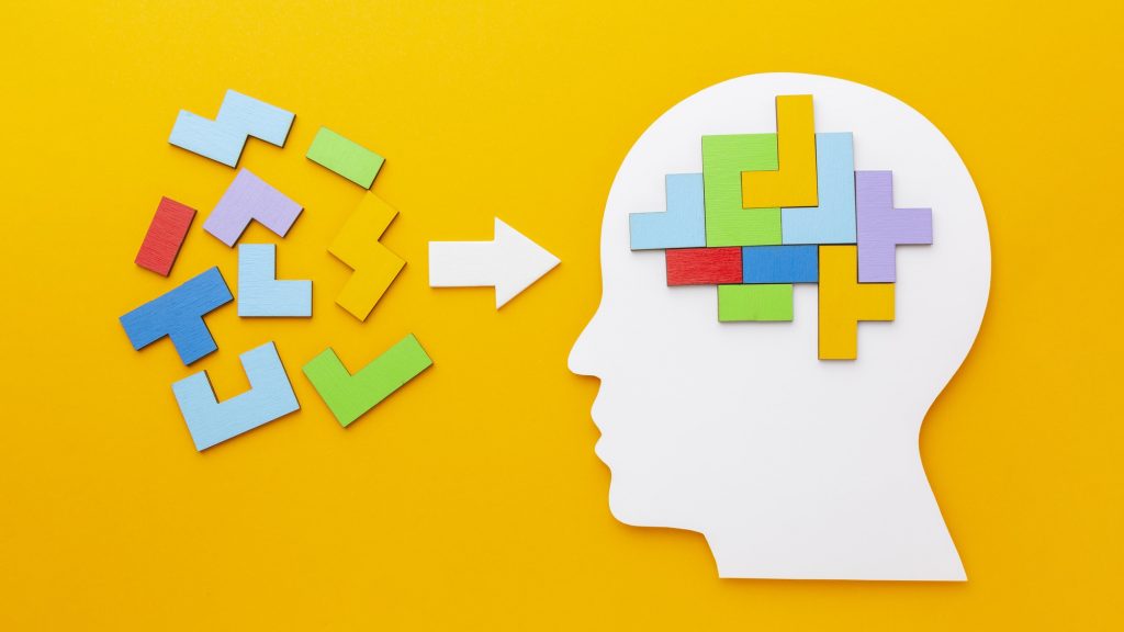 Top view abstract composition with innovation elements